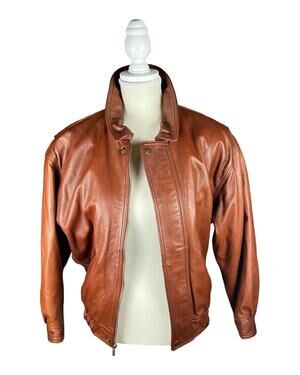Coach Vintage 1996 Red Brown Full Grain Leather Bomber Jacket XS S Portugal